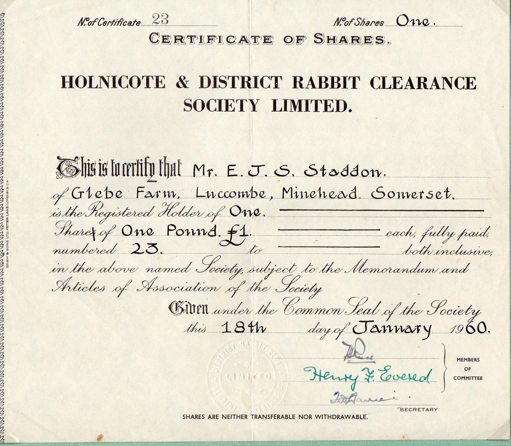 Share certificate