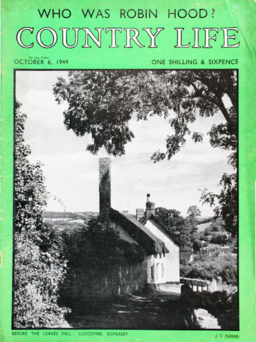 October 6th. 1944 – Before The Leaves Fall: Luccombe Somerset By J.G Hubback. (Stoney Street showing Rose and Porch Cottages)