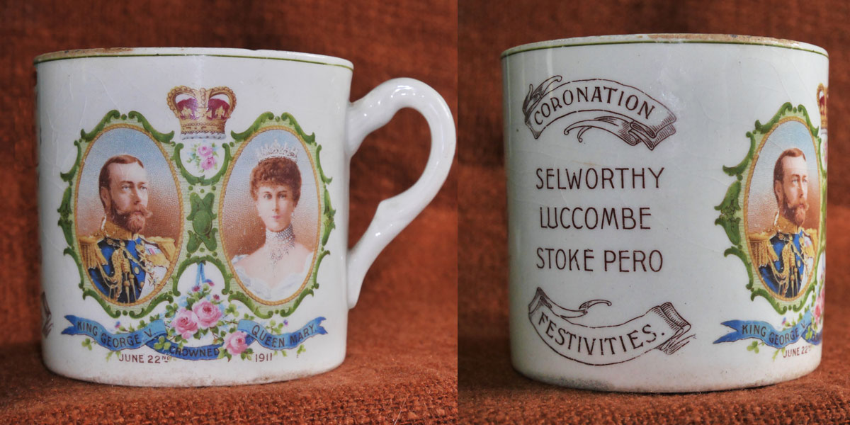 Views of Coronation mug from 1911 for Luccombe, Selworthy and Stoke Pero parishes